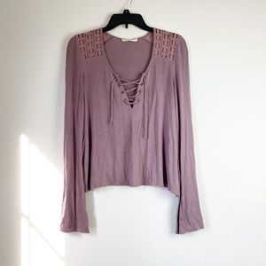 🌻 3/$15 Chloe & Katie Purple Lace Up Blouse